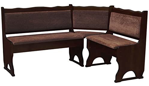k koma Polster Eckbank Kiefer Holz, Nuss Farbe mit Polsterung MASSIVHOLZ - BRAUN (140 x 180)