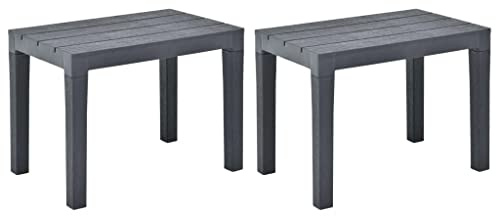 vidaXL Lot de 2 Bancs de Jardin, Chaises de Parc, Sièges de Patio avec Lattes, Meubles de Terrasse, Banc d' Extérieur, Anthracite Plastique