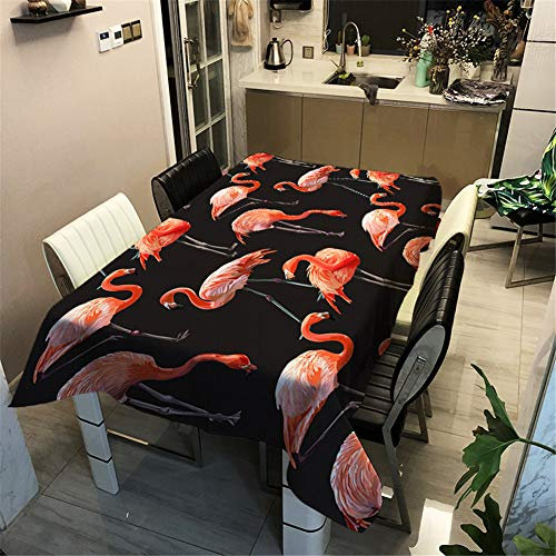 Hiser Tischdecke Outdoor Abwaschbar, Wasserabweisende Staubdichte Küche Esstisch Tischdecke Rechteckig Desktop Dekorative Tuch Hotel Bankett Party (Flamingo,140x180cm)