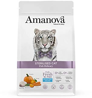 Amanova Super Premium 100% natürliches trockenes Katzenfutter für Erwachsene - 1,5 kg - Frischer Weißfisch - Getreidearm - hypoallergen - Grausamkeitsfrei