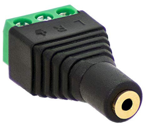 1x Klinken Buchse 2,5mm Adapter > Terminal Block 3-Pin Schraub Klemmen Vergoldet