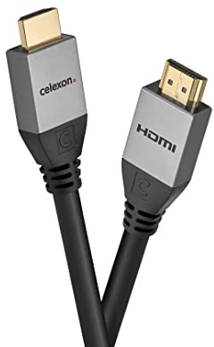 celexon Professional Line HDMI-Kabel mit Ethernet 2.0a/b | 3 m | 4K 60 Hz | HDMI 2.0 mit HDR, Ethernet-Kanal, dreifacher Schirmung und vergoldeten Kontakten für zuverlässige AV-Verbindungen.