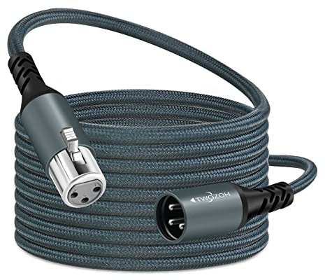 Twozoh Professionell XLR Kabel 10M, flätad balanserad 3 stift XLR hane till XLR hona HiFi mikrofonkabel (professionell/HiFi)