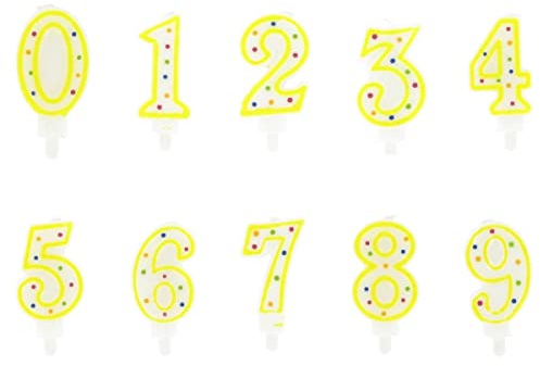 Fackelmann 9980150 Ensemble de 10 Bougies Rio Party du 0 au 9, Bougie gâteau, Bougie d'anniversaire Chiffre, Paraffine, 9 x 4,5 cm