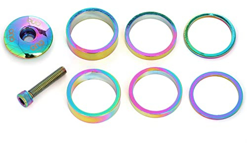 WLDOCA Bike Stem Top Cap MTB Regenbogen Headset Abstandshalter Kit Bike Gabel Ring Abstandshalter 28.6mm 2mm 5mm 10mm Fahrrad Headset Abdeckung
