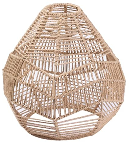 Baoblaze Rattan Lampenschirm Hängend, Korb Lampenschirm für Hängelampe, Boho Lampe Pendelleuchte, Rattan Bambus Hängeleuchte Esstischlampe für Schlafzimmer Flur Küche Esstisch