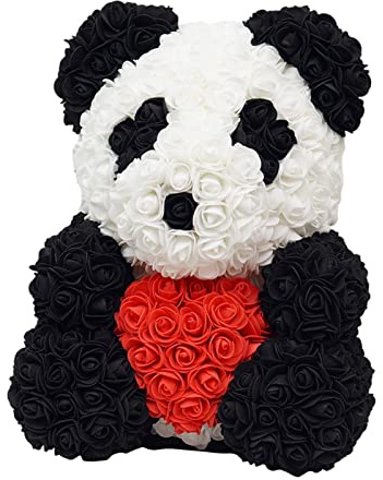 Orso rosa panda da 9,84 pollici, orsacchiotto rosa con fiori, fiori per la festa di San , festa di compleanno romantica, festa della mamma