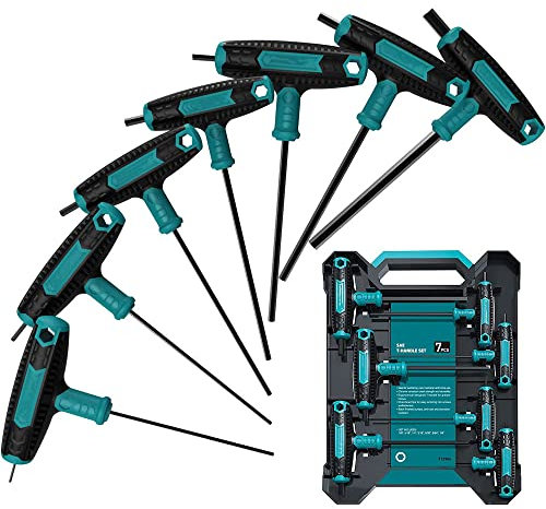 Juego de llaves Allen con mango en T de 7 piezas, juego de llaves hexagonales con mango en T, diseño de puntas biseladas y de dos extremos, herramienta de reparación de bicicletas automática de 2,5 m