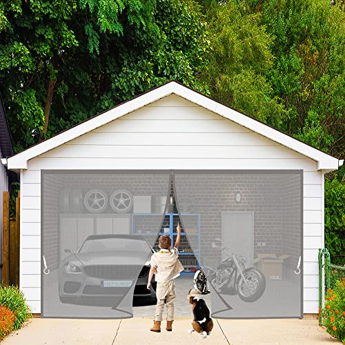 Magnet Fliegengitter Balkontür, 285 x 230 cm Fliegenvorhang Magnetvorhang Insektenschutz Türvorhang, einfach zu montieren Ohne Bohren, für Balkontür/Terrassentür/Kellertür Grau