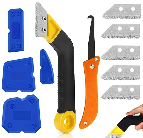 Carreuty 11Pcs Raschietto per Piastrelle Sets, Pulisci fughe piastrelle, Set di utensili per la Pulizia Delle Fughe, per Fughe e Piastrelle la Pulizia Delle Piastrelle