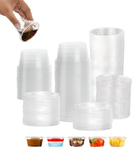 250 Uds. Tarros de Plástico con Tapa Pequeños, 2oz Recipientes Redondos de Plástico para Alimentos para Chutney,Macetas Redondas de 60ml con tapas, Envases de Vacio Pequeños Transparente con Tapas