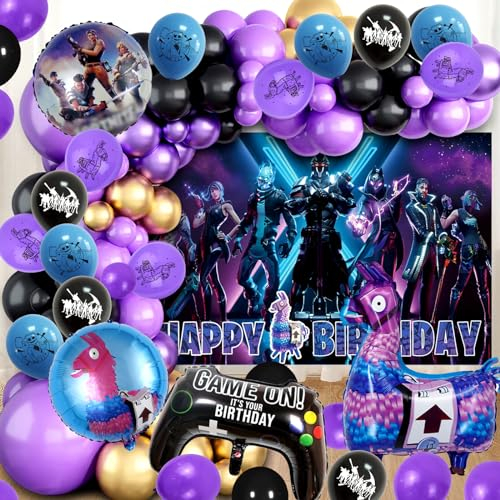 79 Stück Luftballon Videospiel Party Deko für Gaming Geburtstag - Fortni Deko für Jungen