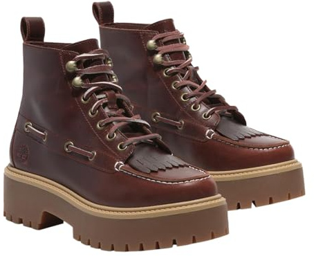 Timberland Scarpe Donna, Modello Stivaletti Anfibi TB0A27YZ, Realizzate in Pelle. Marrone