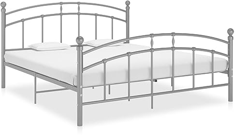 ZQQLVOO Bettgestell Familienbett Palettenbett Bettgestell Grau Metall 140x200 cm