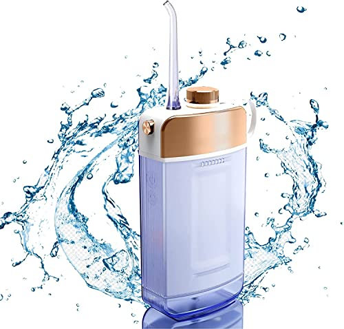 GeRRiT Riego oral dental inalámbrico portátil con 220 Ml Tanque y 4 boquillas, batería de 1800 mAh, 360 ° de dientes de blanqueo de limpieza de profundidad, IPX7 Uso de agua de agua impermeable, uso r