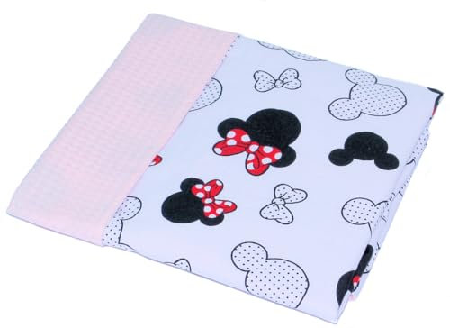 Primawela Babydecke Babydecke Waffelpiqué Baumwolle Kuscheldecke Kinderwagendecke - Minnie (Minnie + Lachs)