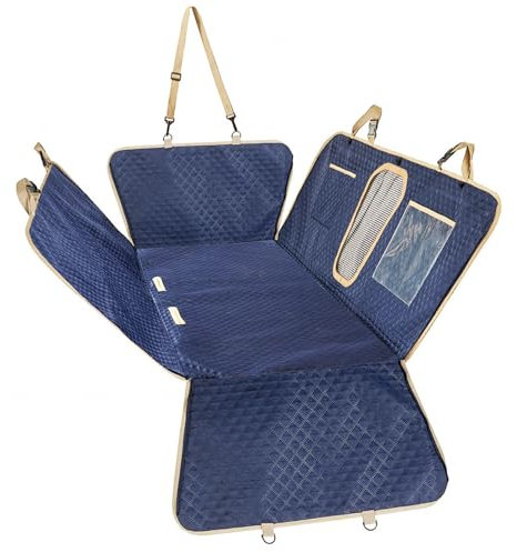 SJWJWOO Bache Voiture Chien avec Planche, Protection Latérale Et Fenêtre De Visualisation Tapis Chien Voiture pour Camion SUV de Voiture,Blue