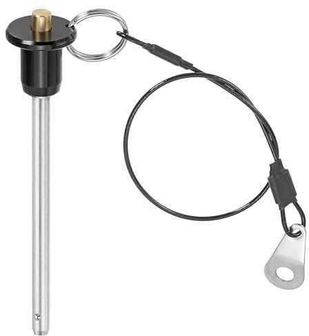 PATIKIL Spilla a Sgancio Rapido 3/16 x 2.36, Perno Bloccaggio a Sfera Acciaio Inossidabile 304, Perni Posizionamento Sicurezza con Pulsante, Cavo Sicurezza da 25 Cm (5 x 60mm)