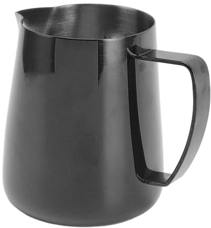 Taza de Espuma de Leche, Jarra de de Leche de Acero Inoxidable 304 de Gran Capacidad para Hotel y Cafetería (Negro 400ml)