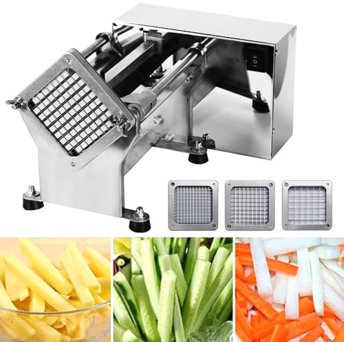 Coupe-frites automatique à 3 lames, machine à frites électrique, sortie 200-300 Kg/H, interrupteur à un bouton, coupe-fruits/légumes commercial en acier inoxydable