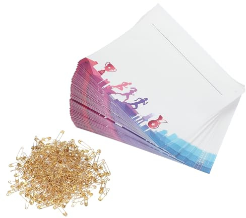 PATIKIL 100 Stück Reißfeste Laufnummern 19 * 15cm Lätzchen Leeres Medaillen | Tyvek-Startnummer Rennlätzchen, Wasserdichte Wettkampfnummern, Mit Sicherheitsnadeln, Für Marathon Sportwettkämpfe