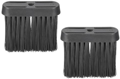 PATIKIL Fireplace Brush Replacement Head, 2Pcs Plastic Oblong Broom Brush Soft Bristles Brush Head for Cleaning Fireplace Dusting Furniture Brushes, Black