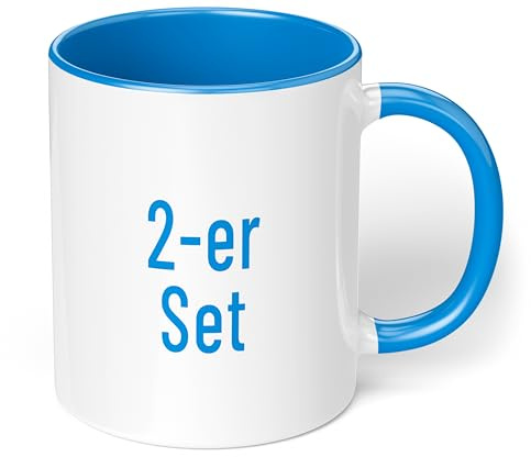 True Statements Kaffeetassen Set zum Bemalen oder bedrucken - Sublimationstassen aus hochwertiger Keramik - ideal für den Kindergeburtstag oder Sublimationsdruck - 2er Set Cambridge Blau