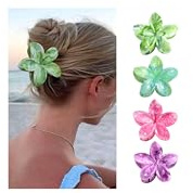 LunarCharm 4 Stück Blumen Haarspangen, Flower Hair Claw Clips, Haarspangen mit mehrfarbigem Wischmuster, Große Blumenförmige Krallenklammern, Rutschfest Blumen Haarklammern