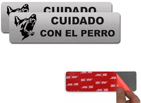 2 unidades de Señal Adhesiva | Acabado premium - 18 x 5 cm - Grosor 0.8mm (Cuidado Perro)