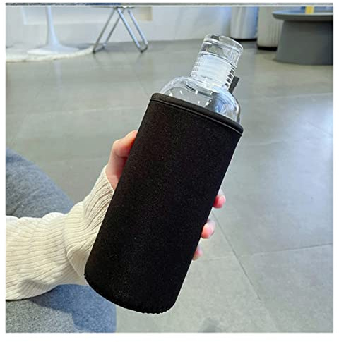 MRKU Botella de Vidrio de Gran Capacidad con Tapa para marcar el Tiempo, Ideal para Agua, Bebidas, Leche, Jugo, Taza Sencilla, Regalo de cumpleaños.