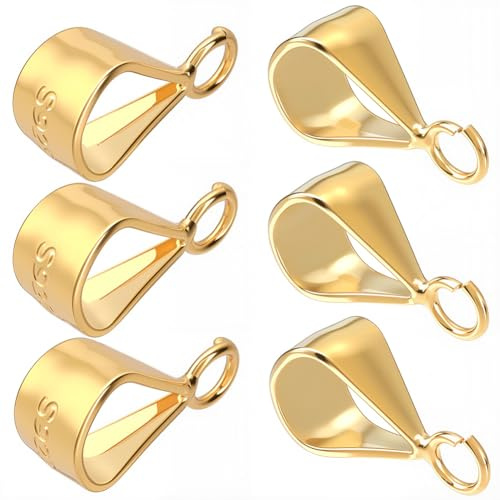 Beebeecraft 1 Caja de 6 Cierres Deslizantes de Plata de Ley Chapados En Oro de 14 Quilates para Colgantes de Collar con Sello S925 y 925 paños de Pulido