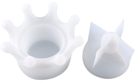 Sewroro Crown Silicone Jewelry Box Mold with Solid Lid for DIY Crafts Reusable Soft Silicone Mold for Epoxy Resin Storage Box and Candle Holder Home Decor
