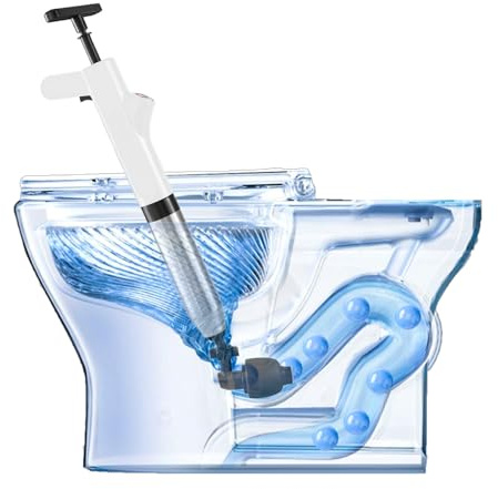 Set di stantuffo per WC ad alta pressione, 5 in 1, potente kit di sblocco dello scarico manuale con 4 testine rimovibili per sbloccare bagno, WC, vasca da bagno, lavello a pavimento e cucina intasata