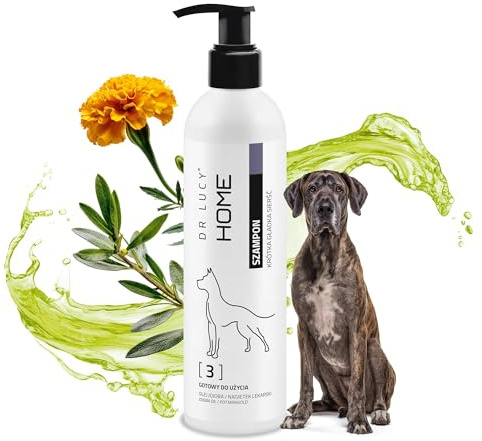 DR LUCY Home 3 Hundeshampoo Kurzhaar 250 ml - Fellpflege Hund mit Kurz Haar mit Jojobaöl, Ringelblume & Schachtelhalm mit Grüntee Duft - Ideal für Labrador, Beagle, Boxer & Schäferhund