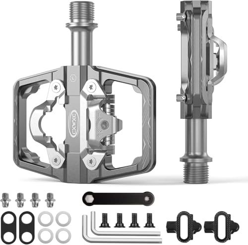 Pedali per mountain bike compatibili con tacchette Shimano SPD - Pedali doppia faccia piattaforma e a sgancio rapido, pedali piattaforma 9/16” e a sgancio rapido per bici da strada,MTB (Titanio)