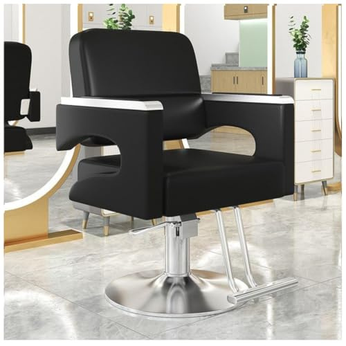 Friseurstuhl Mit Hydraulikpumpe 360° Drehbar, Friseureinrichtung Barber Chair Höhenverstellbar, Barber Stuhl Friseursessel PU Kunstleder Vintage,D