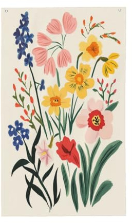 Drapeaux minimalistes de fleurs jonquilles et jacinthes des bois - 9,1 x 1,5 m - Bannière de vœux avec œillets - Décoration d'intérieur ou d'extérieur