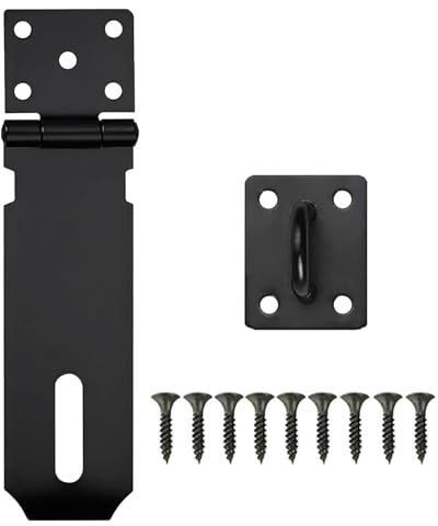1 Pc Heavy-Duty Shed Lock Buckle, Stainless Steel Padlock Hasp, Shed Lock Hasp, Gate Locks Latch Hasp and Staple for Doors, Cabinets, Window (Black)