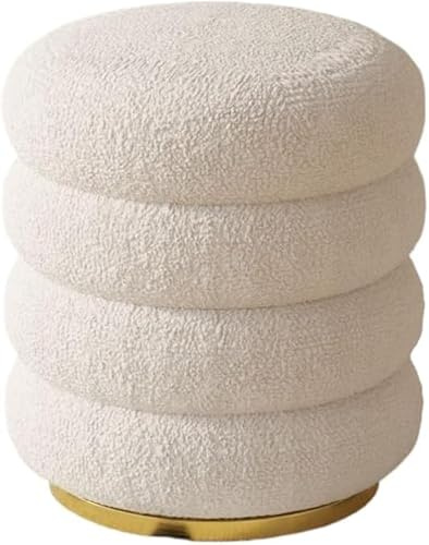 Sgabello da trucco con contenitore, sgabello rotondo basso, ideale per camera da letto e toeletta, design salvaspazio