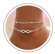 HARJJME Bracelet Cheville Femme Argent Or Chaine de Cheville Réglables Double Bracelets de Cheville Imperméable CZ Cœur Perlé Papillon Plage d’été Pied Bijoux