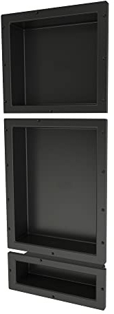 Redi Niche Triple Niche Recessed Shower Shelf- Black, Three Inner Shelves, 16-Inch Width x 40-Inch Height x 4-Inch Depth
