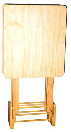 GRECA Mesas auxiliares. Juego de 2 Unidades con Soporte. Madera de Pino, en Crudo. para Decorar.Medidas (Ancho/Fondo/Alto): 48 * 18 * 85 cms. Medida Mesa Abierta: (Ancho/Fondo/Alto) 48 * 41 * 60 cms.