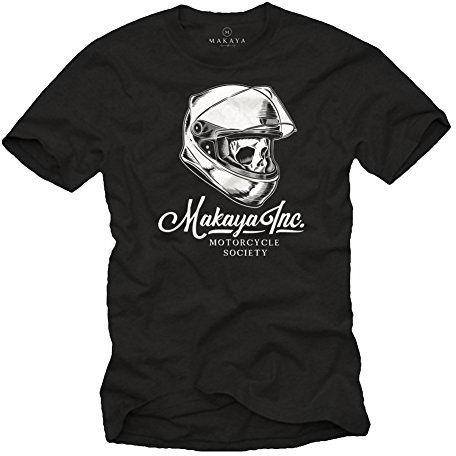 MAKAYA Abbigliamento Moto Supermotard Uomo - Casco Motocross - Magliette con Scritte - T-Shirt Motociclisti Nera XL
