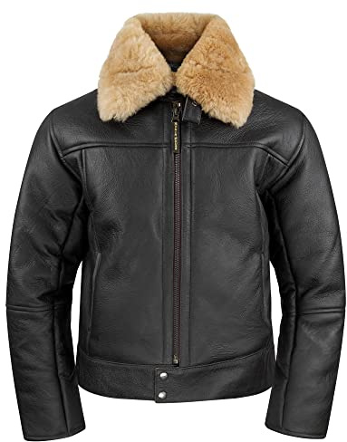 Noble House Stuka Mocca Herren Fliegerjacke Lederjacke Schaffell