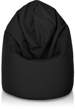 Bepouf - Pouf a Sacco Morbido in Poliestere con Imbottitura in Palline di Polistirolo, Poltrona a Sacco Adatta per Camera e Salotto - Dimensione Mega 135x85, Colore Nero