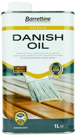 Barrettine Premier Danish Oil (1L) - Water Repellent Danish Oil for Wood Turning, Scandinavian Furnishings, Door, Panelling & More, Enhances Natural Appearance of Wooden Surface