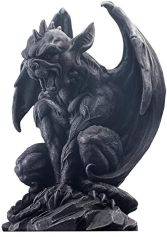 JORAE Winged Gargoyle Statue Indoor Outdoor Home Decor Sitting Guardian Sculpture Halloween Figurines, 9 in, Polyresin