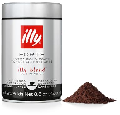 illy Caffè macinato per espresso Tostato FORTE, Barattolo da 250 Grammi