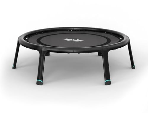BERG Fitnesstrampolin 110, Indoor Trampolin klappbar, Jumping Trampolin Fitness für Kraft, Cardio und Yoga, Belastbar bis 120 KG, Leichtes Magnesium Frame, Ø110 cm, Schwarz