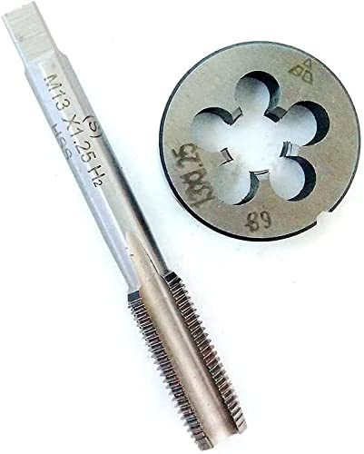 HUAZHICHUN M13 × 1,25 Ensemble de tarauds et filières métriques en acier rapide HSS et tarauds filetés ronds pour droitier
